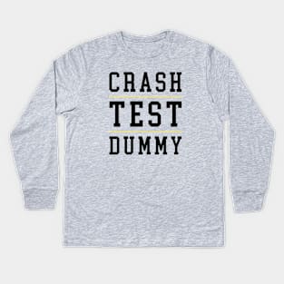 Crash Test Dummy Yellow Dark Black Text with Yellow Line Separated Kids Long Sleeve T-Shirt